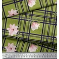 thumbnail image 2 of Soimoi Green Velvet Fabric Check & Magnolia Floral Decor Fabric Printed Yard 58 Inch Wide, 2 of 5