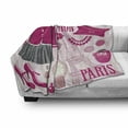 thumbnail image 3 of Fashion Soft Flannel Fleece Throw Blanket, Theme in Paris Outfits Dress Watch Purse Perfume Parisienne Landmark, Cozy Plush for Indoor and Outdoor Use, 70" x 90", Beige Pink, by Ambesonne, 3 of 6