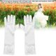 thumbnail image 3 of Guantes de satén para niñas, guantes de vestir de princesa con lazos para fiesta de actuación, boda (blanco L), 3 of 8