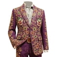 thumbnail image 3 of IWRICH Men's Mardi Gras Corduroy Printed Blazer Carnival Casual Holiday Suit Jacket Rave Party Holiday Coat with Pocket 03-Purple M, 3 of 5