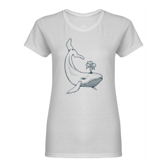 Hand Drawn Whale With Flowers Shaped T-Shirt Women -Image by Shutterstock, Female x-Large