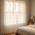 thumbnail image 7 of Tyidzon White Sheer Curtains, Light Filtering Semi Sheer Voile Curtains with Design Leaves Embroidered Rod Pocket Window Drapes for Bedroom Living Room, 7 of 7