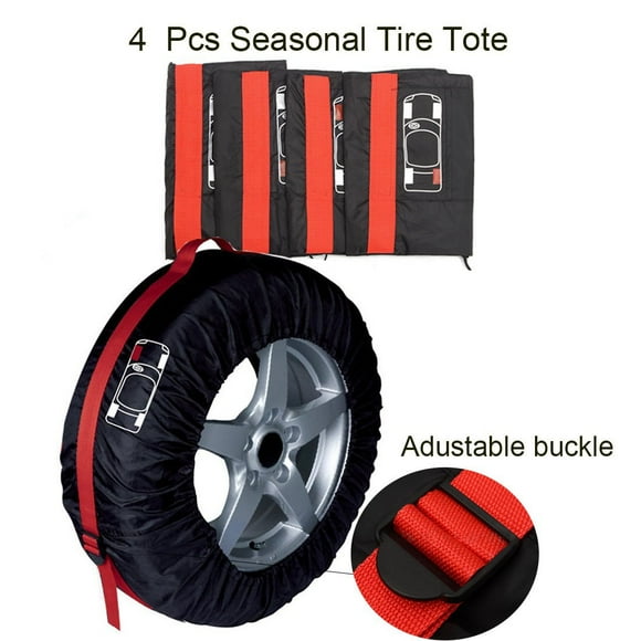 4Pcs Polyester Car Spare Tire Cover Case Universal Dustproof Waterproof Vehicle Wheel Protector Tire Storage Bags-L size