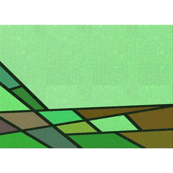 Ahgly Company Machine Washable Indoor Rectangle Transitional Dark Lime Green Area Rugs, 2' x 4'