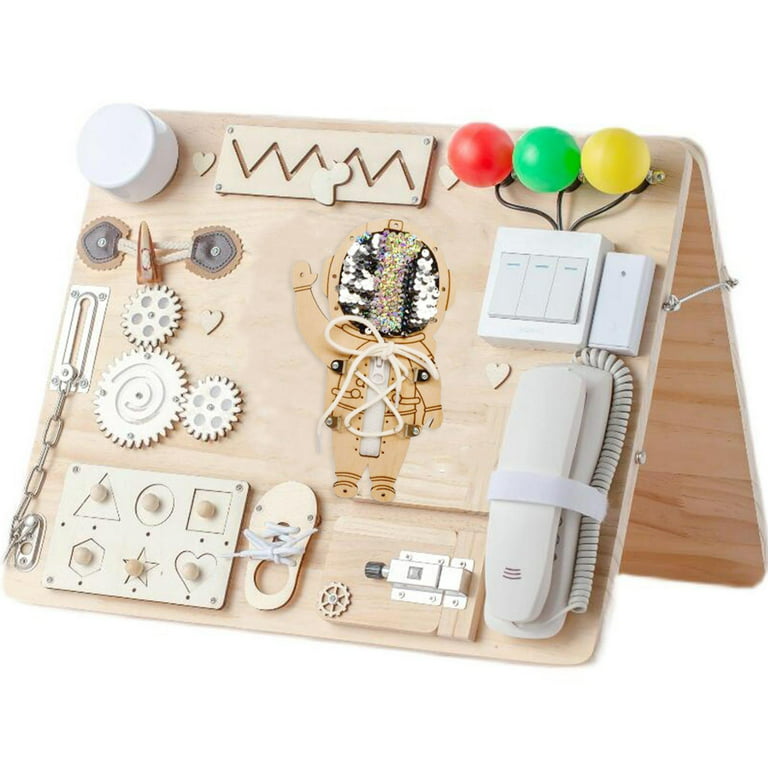 Montessori Busy Board DIY Accessories Portable Learning Skill Toy Activity  Sensory Board Activity Board for Children Holiday Gifts Astronaut 
