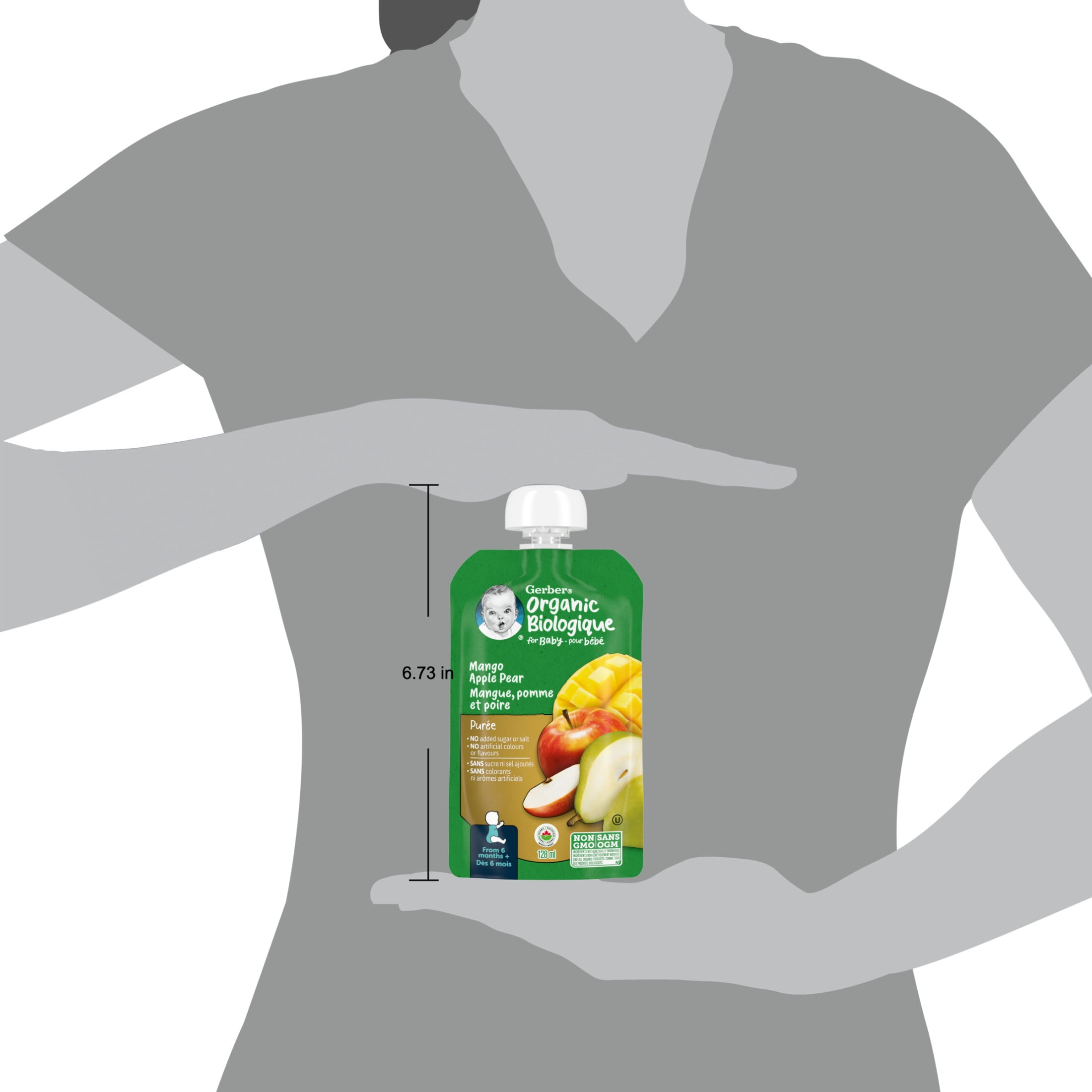 GERBER Organic Purée, Mango Apple Pear, Baby Food, 128 mL