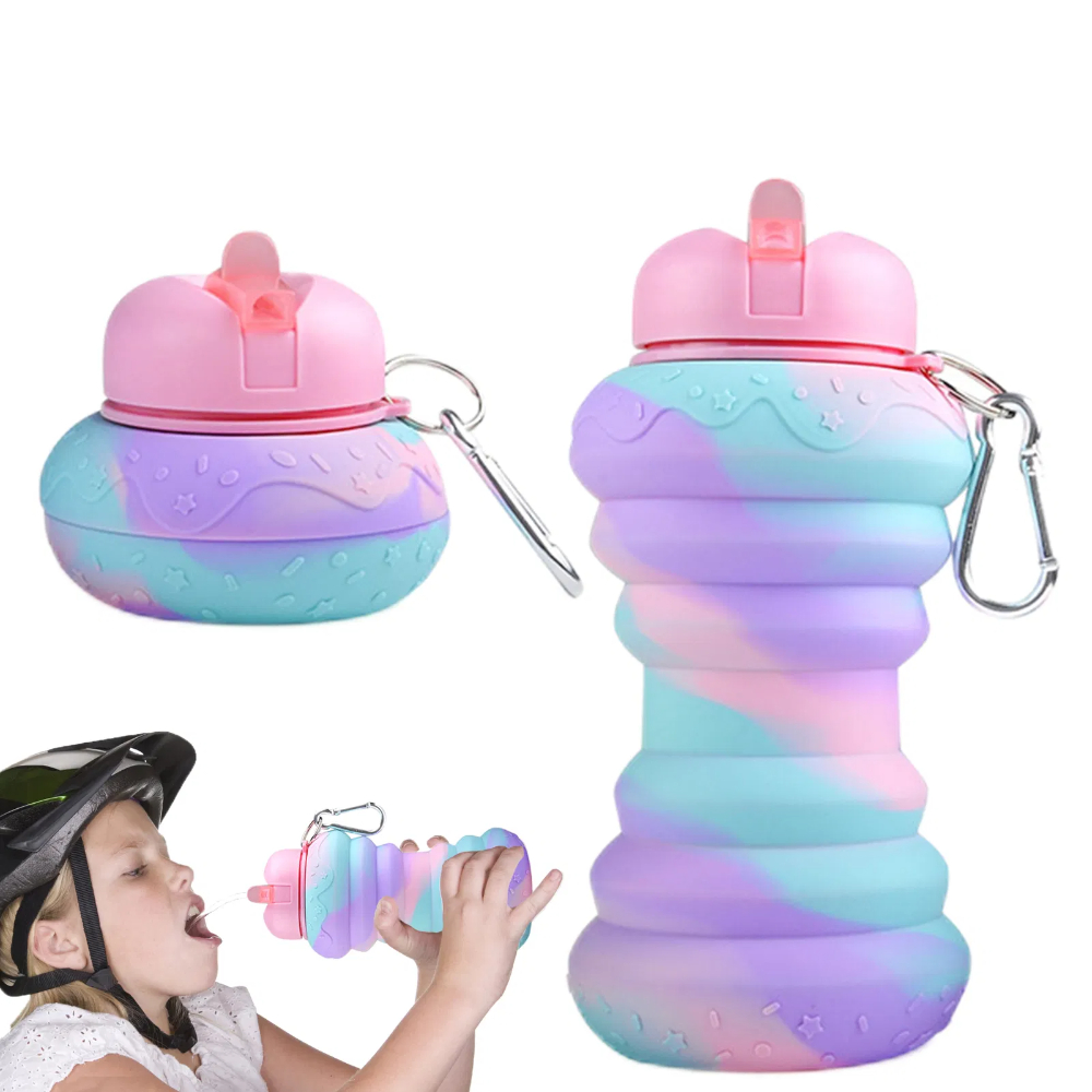 550ML Silicone Collapsible Water Bottle - Leakproof, Portable for Outdoor Sports & Travel - Ideal for Adults & Children