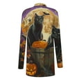 thumbnail image 5 of Fewfanhot Womens Cardigan Halloween Long Sleeve Cardigan Fall Open Front Cardigan Pumpkin Print Medium Length Coat, 5 of 6