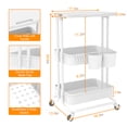 thumbnail image 2 of 3 Tier Auledio Houseware Utility Flat Cart for pantry storage-White, 2 of 7