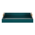 thumbnail image 2 of Kate and Laurel Lipton Mid Century Modern Decorative Wood Tray with Brushed Gold Metal Handles, Dark Teal, 2 of 5