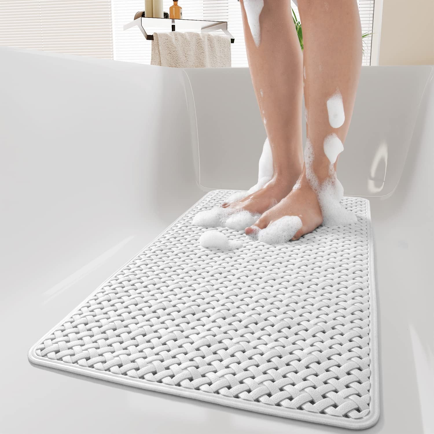 MontVoo Shower Mat Non Slip Bath Mat for Tub Soft Machine Washable Bathtub Mat with Suction Cups
