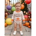 thumbnail image 5 of Cjfdfy Newborn Baby Girl Boy Halloween Romper Outfit, Long Sleeve Cutest Pumpkin In The Patch Letters Pumpkin Print Bodysuit Cute Waffle Knit Halloween Pumpkin Fall Winter Outfit, 5 of 9
