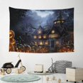 thumbnail image 4 of Casa embrujada de Halloween Tapiz impreso Tapices de fiesta Arte Colgante de pared Banner para sala de estar Dormitorio Decoración del hogar 100X 75 CM, 4 of 5