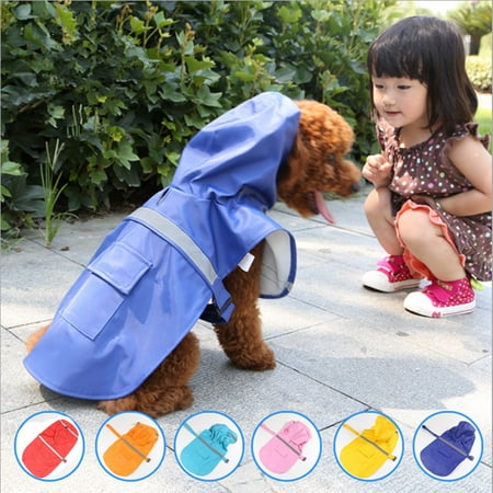 Dog Raincoat Pet Clothes Waterproof Lightweight Rain Jacket Poncho Hoodies Outdoor XL Size with Reflective Strip Hooded Raincoat For