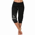 thumbnail image 1 of Lroveb Capri Pants for Women High Waisted Tummy Control Yoga Pants Solid Color Sports Draw Rope Pants Black, 1 of 3