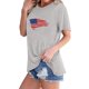 thumbnail image 2 of Camisetas de Manga Corta para las Mujeres Día de la Independencia Impresión Básica Camiseta de Verano, Cuello Redondo Casual Camiseta Blusa, 2 of 4