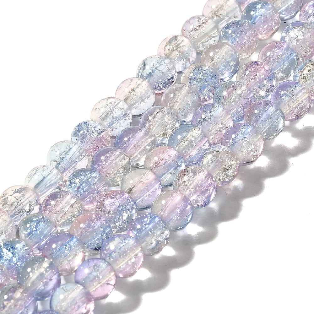 20 strand Crackle Glass Beads Strands Round Two Tone Cornflower Blue 6~6.5mm Hole: 1.2mm 151pcs/strand 31.42 inch(79.8cm)