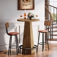 thumbnail image 4 of Bar Table Set of 2, 37.4" High Round Pub Table for Small Bars, Dining Room, Kitchen – Wood Tone Finish, 4 of 5