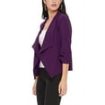 thumbnail image 3 of Women's Elegant Draped Blazer Casual Open Front 3/4 Sleeve Jacket, 3 of 6