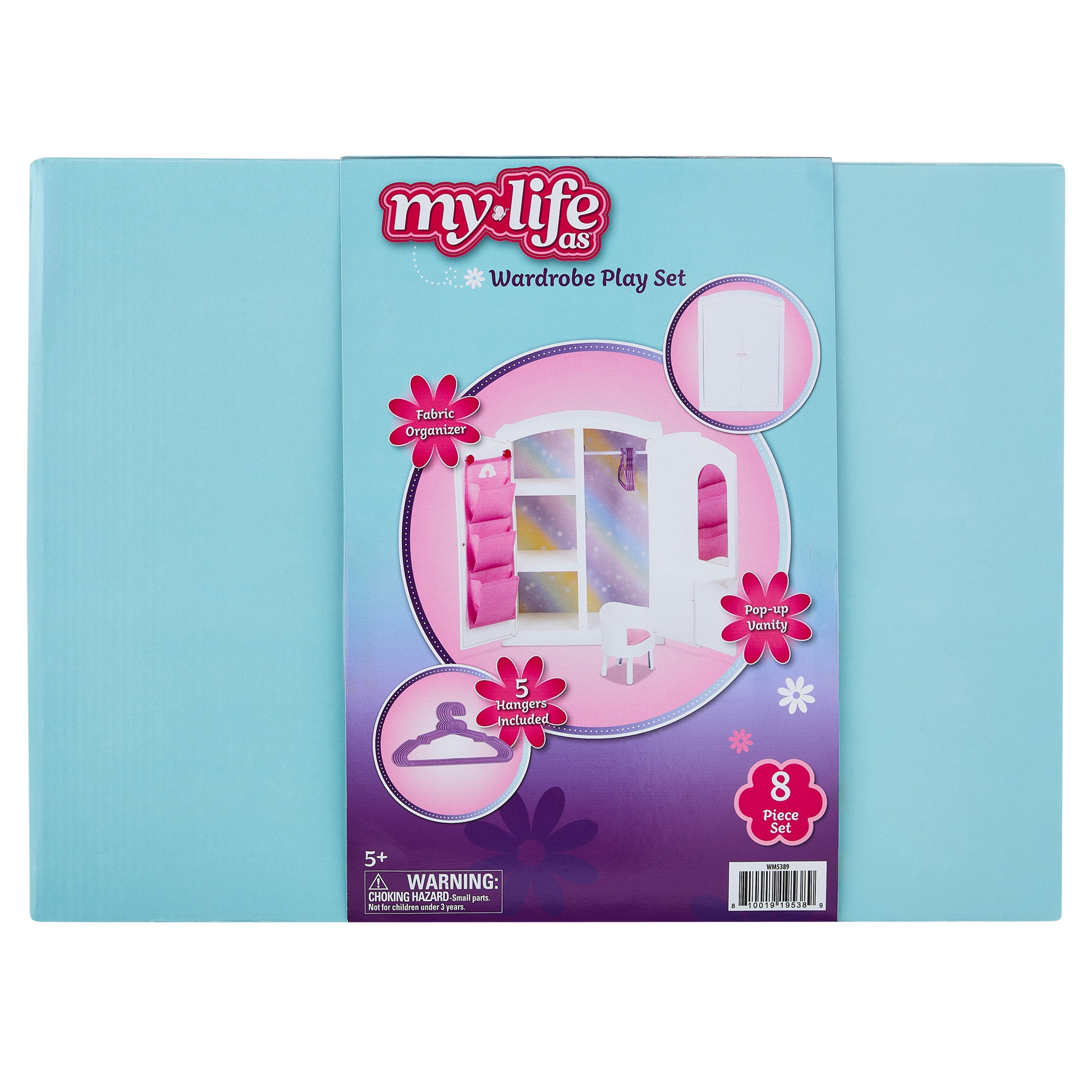 My Life As Wardrobe Closet Play Set for 18-Inch Dolls, 8 Pieces