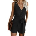 thumbnail image 3 of Okbabeha Women Solid Color Playsuit, Sleeveless Off-the-shoulder One-piece, 3 of 8