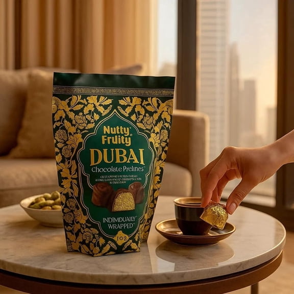 Nutty Fruity Dubai Chocolate Pralines, Milk Chocolate Filled with Pistachios & Crunchy Kadayif, Individually Wrapped, 16 oz