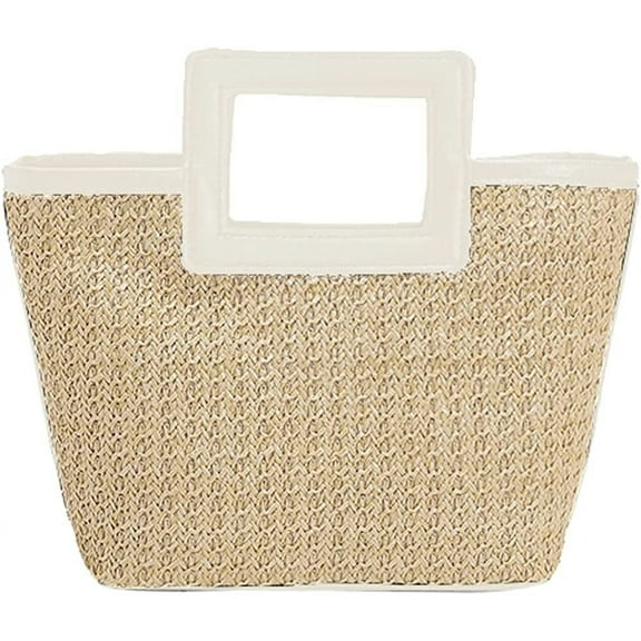 Kukuzhu Straw Small Tote Bag for Women Summer Beach Bag Woven Straw Bucket Bag Handbag for Travel Vacation