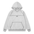 thumbnail image 5 of sususu Pullover Hoodies for Men Black Retro Style Contrast Color Embroidery Oversized Hoodie With Topstitch Design For Autumn Winter Casual Athletic Wear,Grey,M, 5 of 6