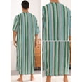 thumbnail image 4 of Unique Bargains Men's Striped Nightshirts Short Sleeves Button Down Stripes Nightgown XL Green Gray, 4 of 6