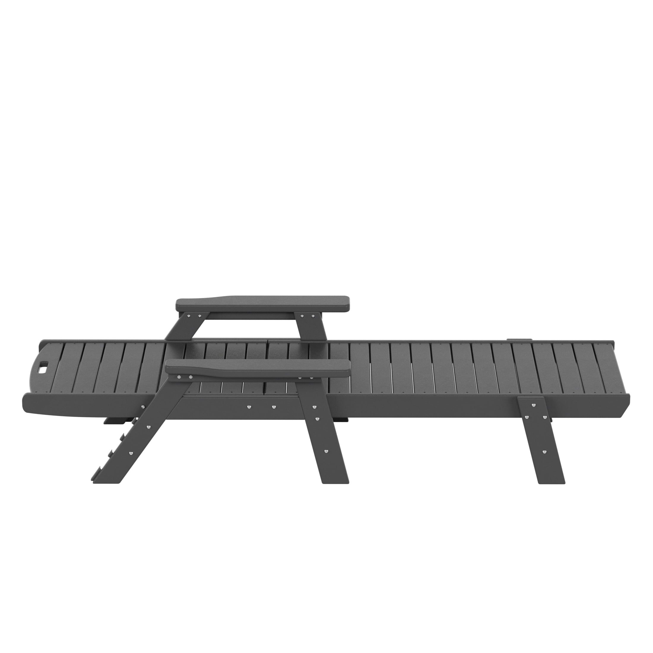GARDEN Plastic Outdoor Chaise Lounge Chair with Adjustable Backrest, Gray