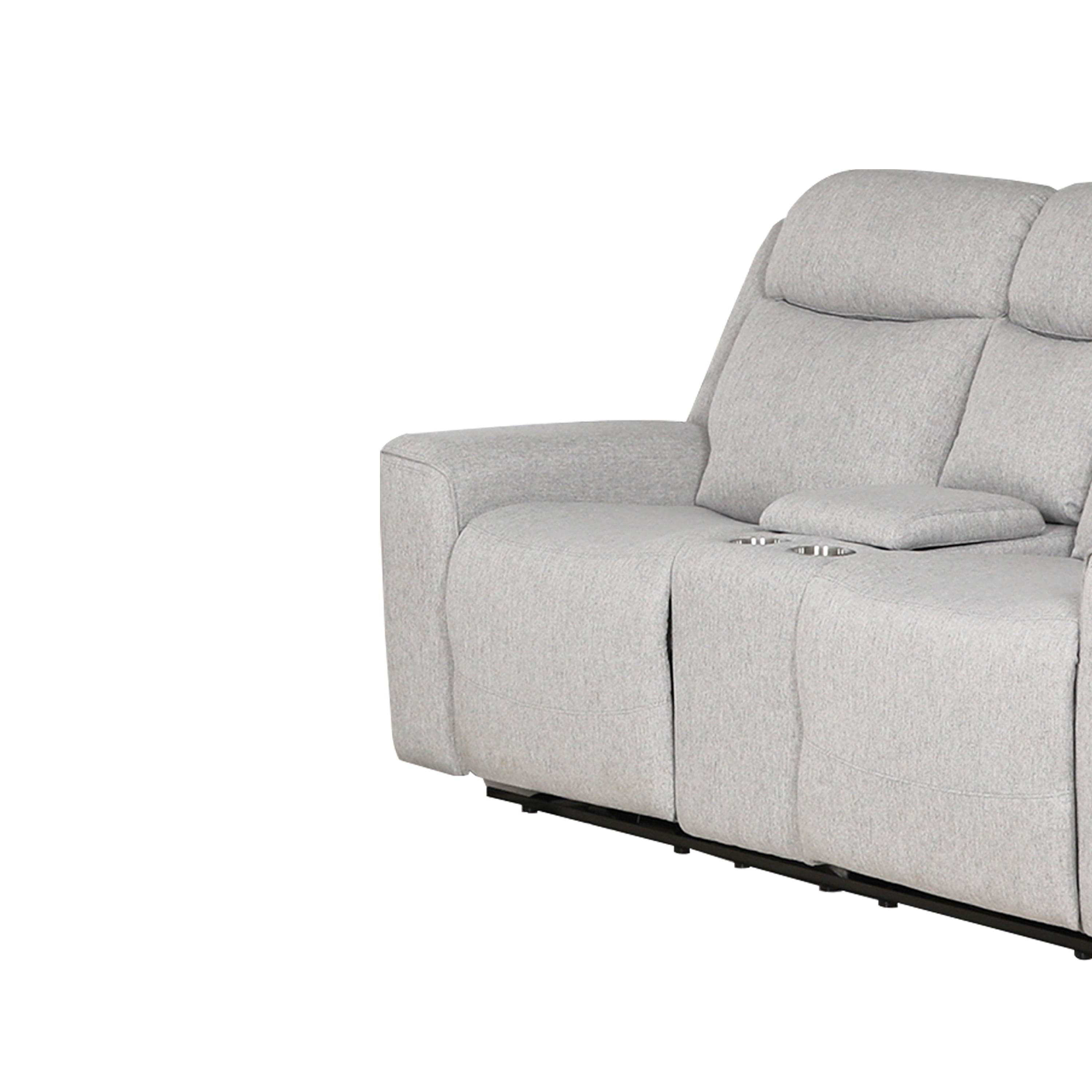 Amelia Collection Contemporary Upholstered Recliner Loveseat with Storage Console and Cup Holders, White