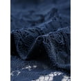 thumbnail image 5 of Cárdigan corto con lazo en la parte delantera para mujer Dobladillo con volantes Top transparente de encaje floral Azul oscuro L, 5 of 5