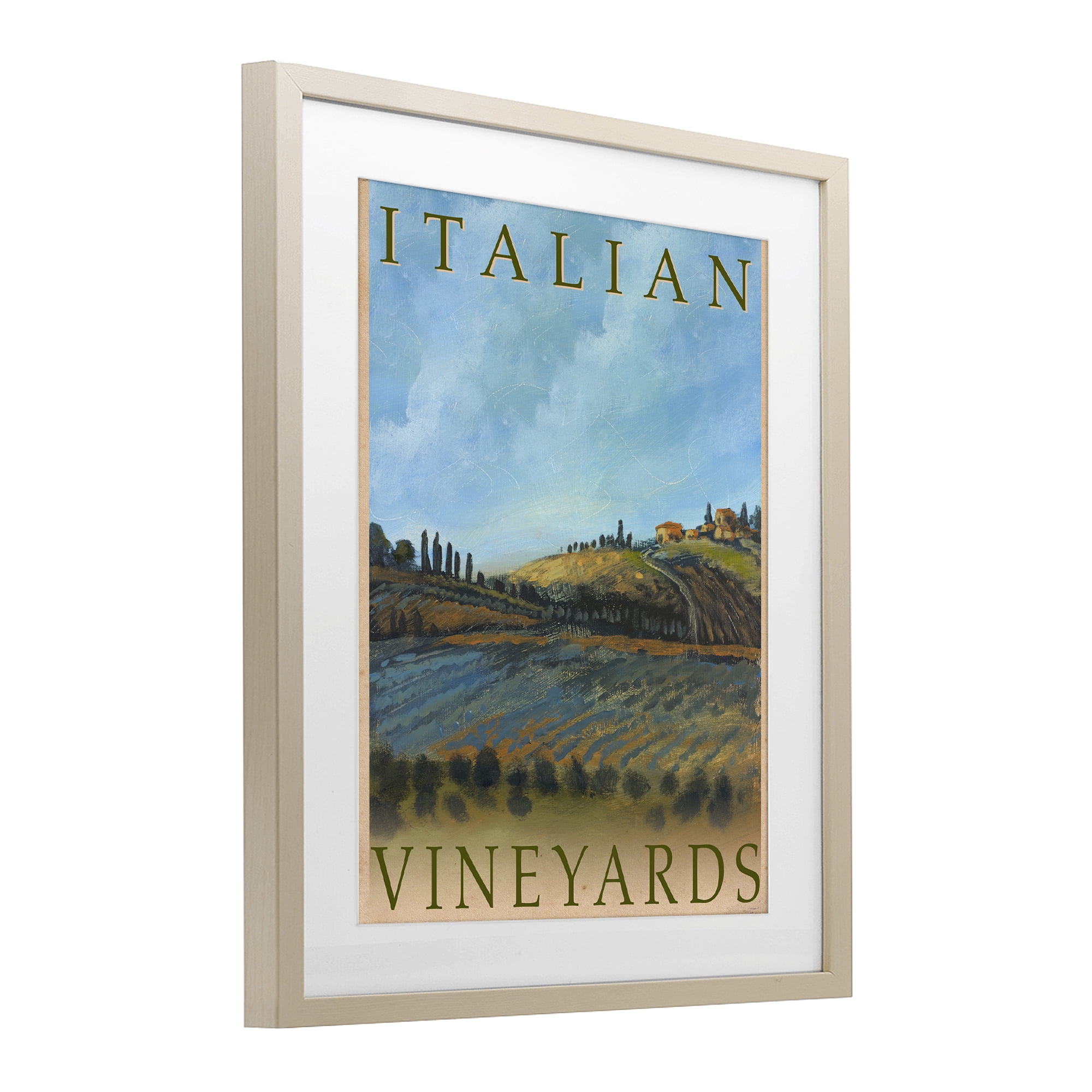 Stupell Industries Italian Vineyards Vintage Poster Birch Framed Print Under Glass, design by Kingsley