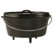 Angle View: Lodge L12DCO3 Deep Cast-Iron Camp Dutch Oven with lid & Legs, 12", 8 Qt