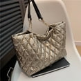 thumbnail image 3 of Bolso de mano de gran capacidad para mujer, nuevo bolso de hombro con forma de diamante 2025, bolso de algodón para mujer, bolso de viaje de tendencia de moda para el trabajo., 3 of 5