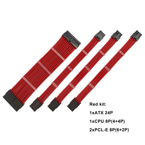 ziyahi Extension Power Cable PC Flexible Connectors Convenient Lightweight Wear-resistant Cord Set Motherboard Adapter Red