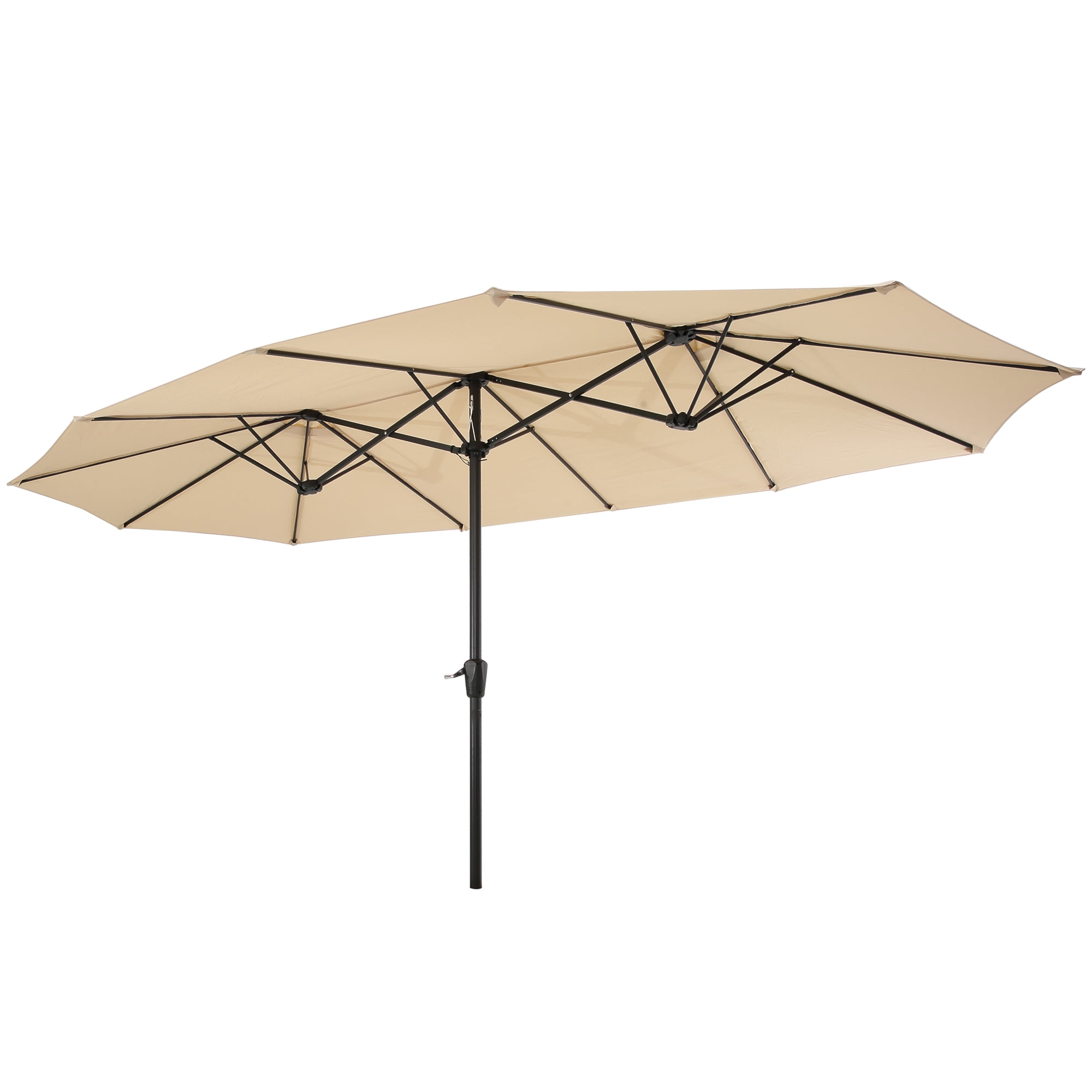 Private Jungle 15x9ft Large Double-Sided Rectangular Outdoor Twin Patio Market Umbrella w/Crank - tan Private Jungle 15x9ft Large Double-Sided Rectangular Outdoor Twin Patio Market Umbrella w/Crank - tan