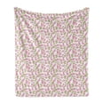 thumbnail image 1 of Cherry Blossom Soft Flannel Fleece Throw Blanket, Hand Drawn Cherry Blossom Flowers and Leaves on Tree Branches, Cozy Plush for Indoor and Outdoor Use, 70" x 90", Pink Green and Brown, by Ambesonne, 1 of 6