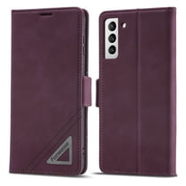 ELEHOLD Wallet Case for Samsung Galaxy S21 ,Ultra Slim PU Leather and Soft TPU with Shockproof Magnetic Card Slots Flip Case for Samsung Galaxy S21  6.7 inch,Winered