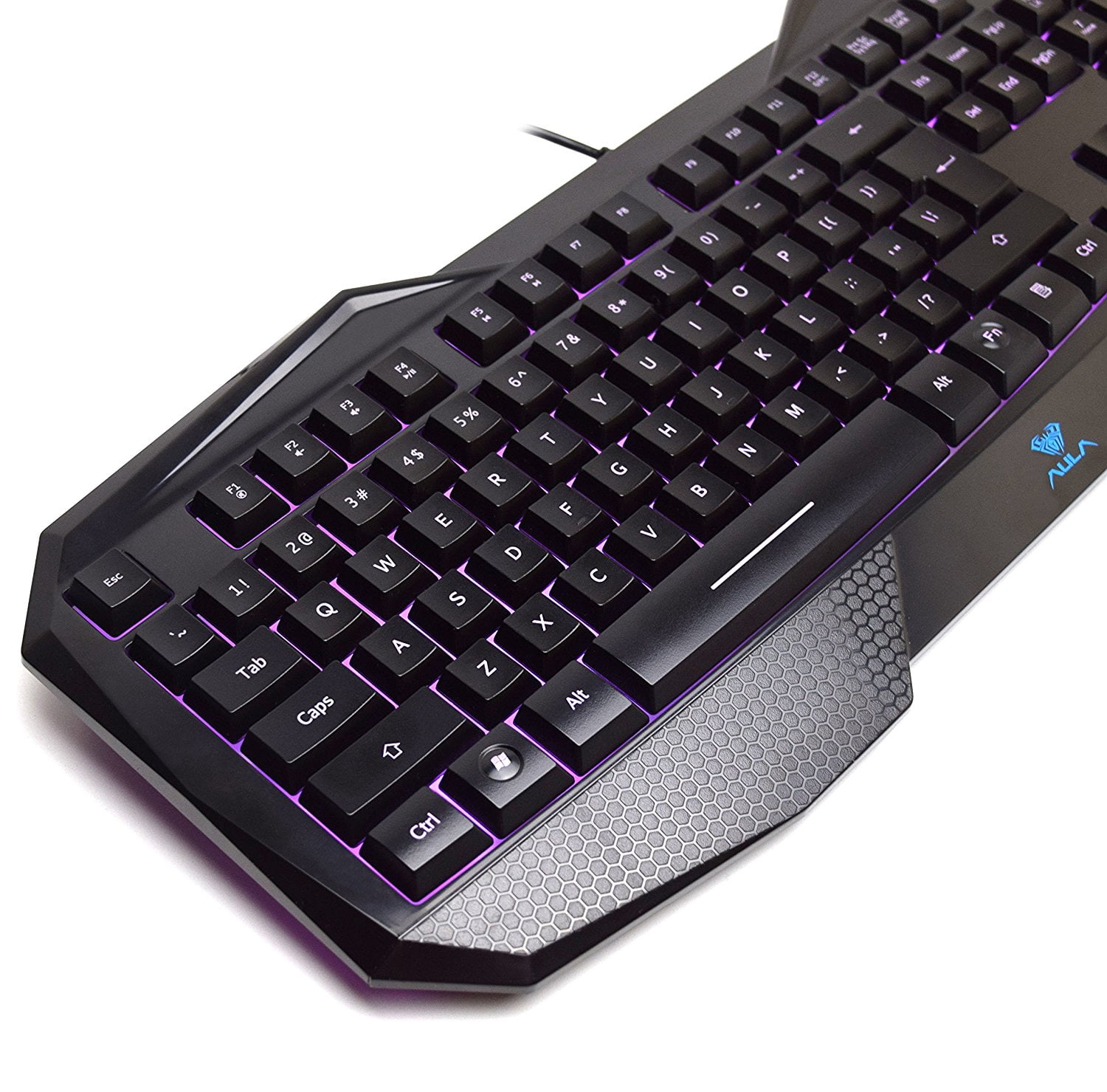 AULA SI-859 Backlit Gaming Keyboard with Adjustable Backlight Purple Red Blue USB Wired Illuminated Computer Keyboard