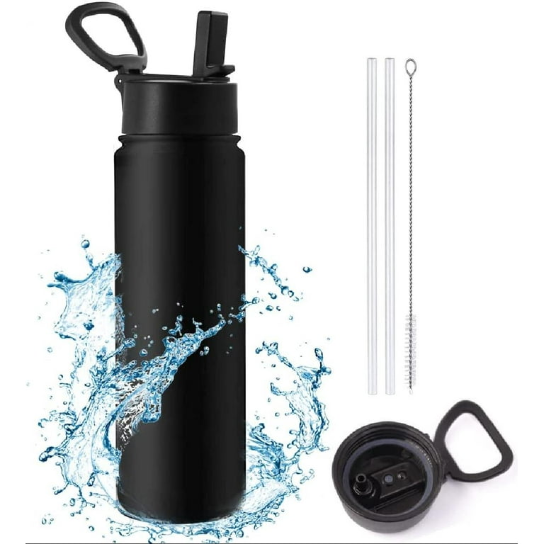 Simple Modern 24 oz Water Bottle with Straw，Insulated Stainless Steel Water  bottle for School, Sports and Travel，BPA-Free (Black)
