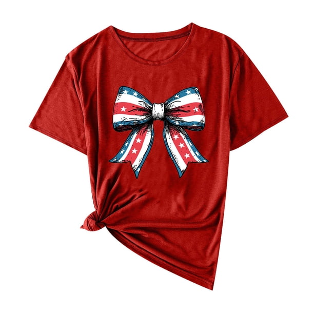 Camisas de Manga Corta para las Mujeres Moda Casual Impresión Cuello Redondo Suéter Tee Blusas