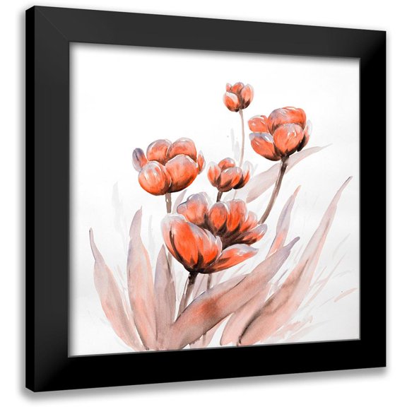 Atelier B Art Studio 12x12 Black Modern Framed Museum Art Print Titled - WATERCOLOR WILD FLOWERS