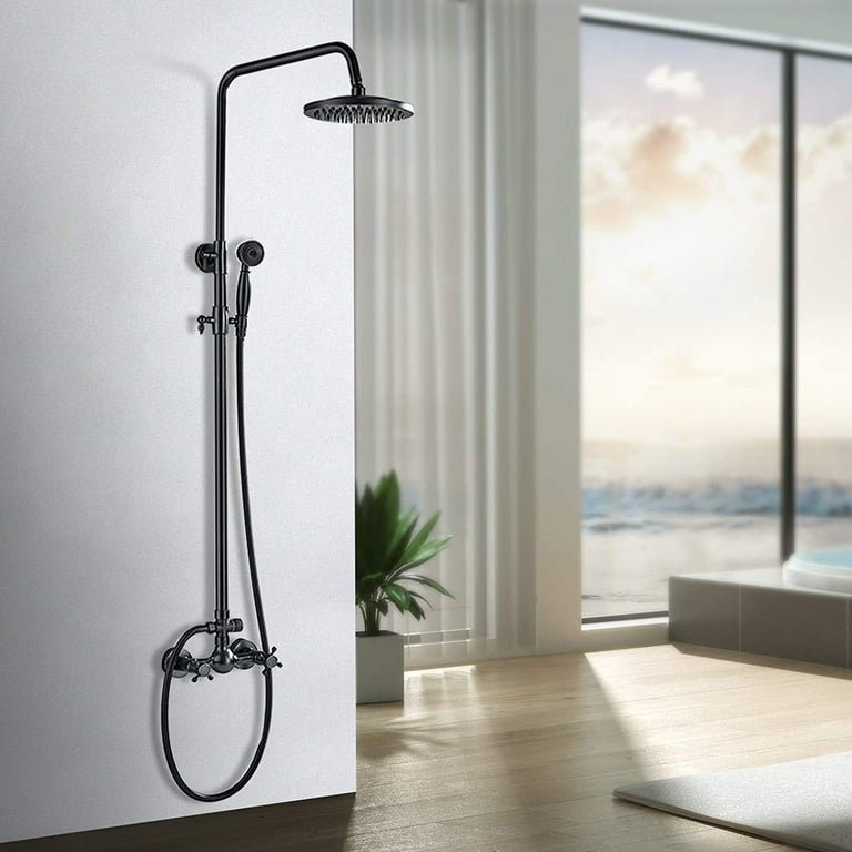 Gmusre Outdoor Shower System Kit - Oil Rubbed Bronze, 8" Rainfall Head, Handheld Spray & Tub Spout