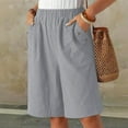 thumbnail image 6 of Jalioing Women's Summer Casual Shorts Wide Leg Loose Shorts with Pocket Elastic High Waist Knee Length Shorts, 6 of 7