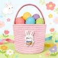 thumbnail image 1 of Cotton Storage Basket Pink Cotton Easter Basket with Rabbit Design, for Candy Eggs and Party Decorations Rkxzt, 1 of 6