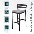 thumbnail image 3 of LeisureMod Patio Bar Stool in Powder-Coated Aluminum Frame with Removable Cushion Low Open-Back Design and Footrest Chelsea Collection in Light Grey, 3 of 11
