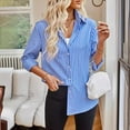 thumbnail image 2 of Tosmy Womens Blouse 2025 Womens Button Down Shirts Striped Dress Shirt Long Sleeve Collared Work Pinstripes Blouses Tops Business Fashion, 2 of 6