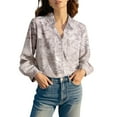thumbnail image 3 of Chuancc Dressy Floral Printed Tops Casual Loose Fit Blouses Fall Shirts For Women 2025 Button Down Shirts For Women Womens Long Sleeve Tops Dressy Casual Long Sleeve Business Top Khaki XL, 3 of 7