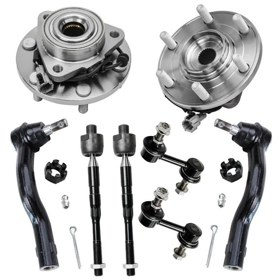 Detroit Axle - Front Wheel Bearing & Hubs, Inner Outer Tie Rods and Sway Bar Links Replacement for 2011-2013 Infiniti QX56 - 8pc Set